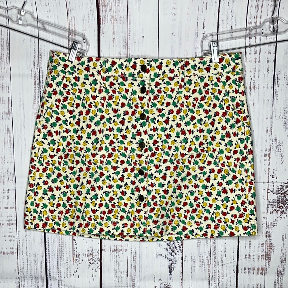 J. Crew Mercantile Size 14 Yellow - Floral Print Button Front Skirt